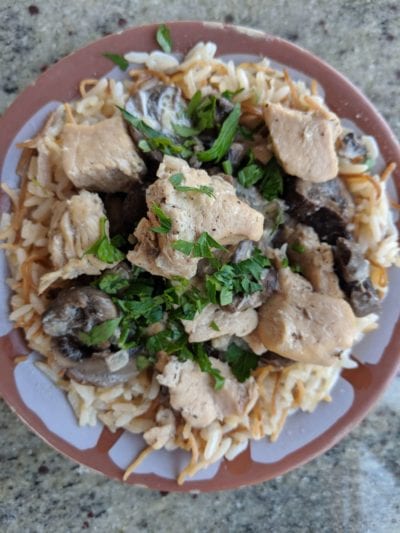 Chicken and Mushrooms over Rice