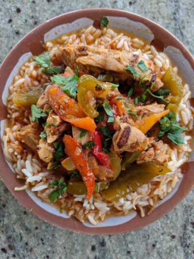 Pepper Chicken Stew over Rice